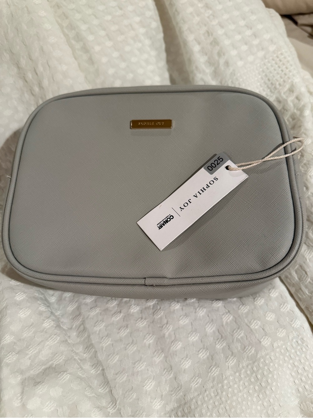 Sophia Joy Light Gray Cosmetic Pouch with Gold Accent